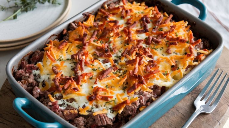 Cheesy BBQ Ranch Ground Beef Casserole Recipe