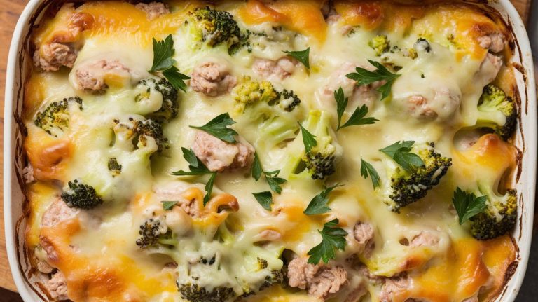 Cheesy Ground Chicken and Broccoli Casserole