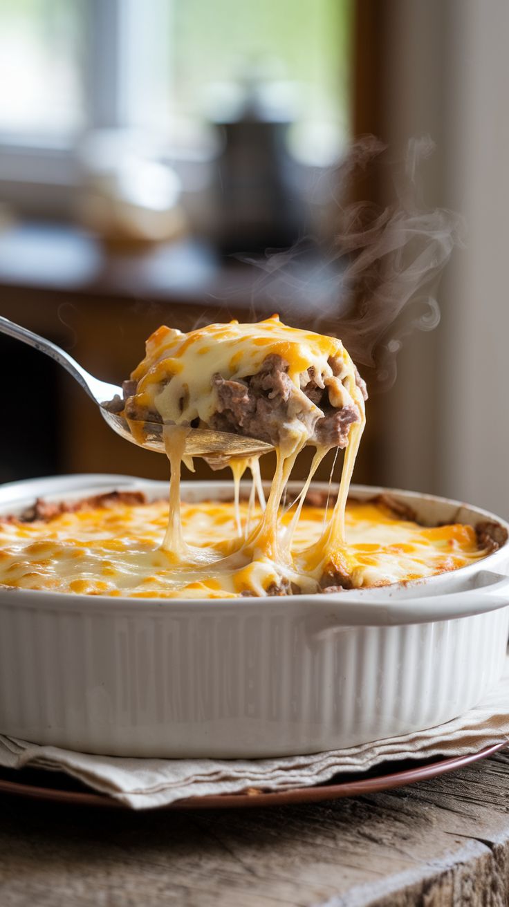 Classic Cheesy Potato & Ground Beef Casserole