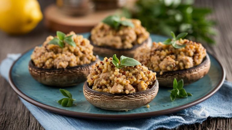 Ground Chicken & Quinoa Stuffed Mushrooms