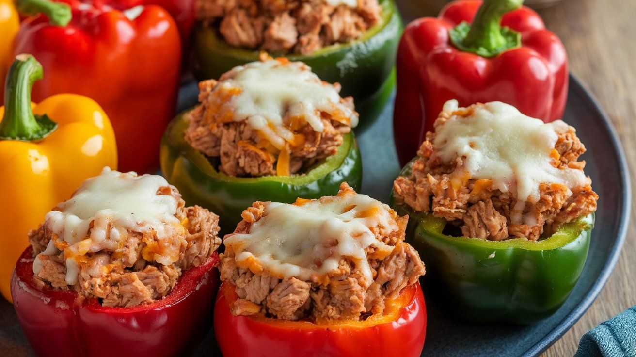Ground Chicken Stuffed Bell Peppers on a plate