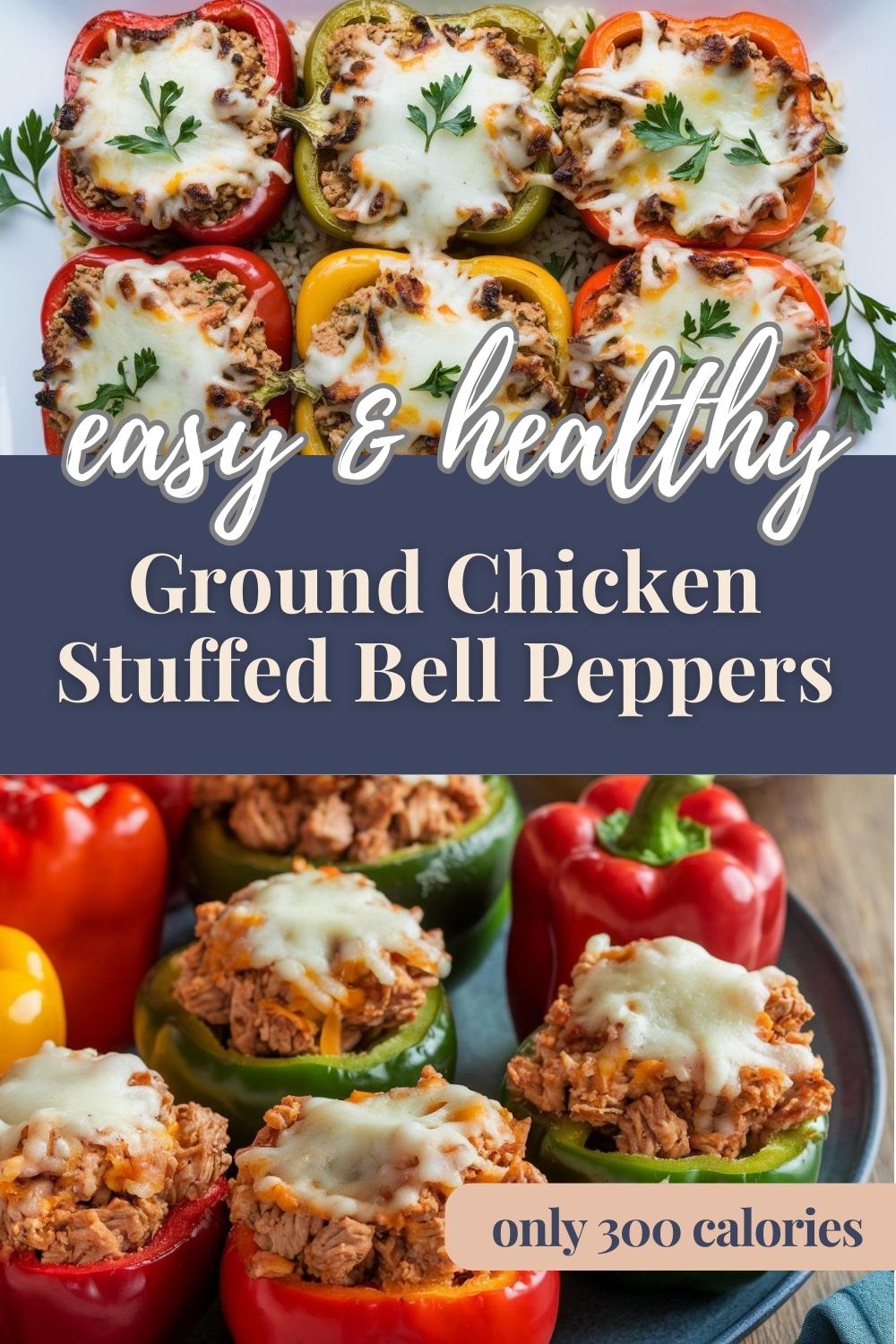 Ground Chicken Stuffed Bell Peppers, a healthy meal under 300 calories