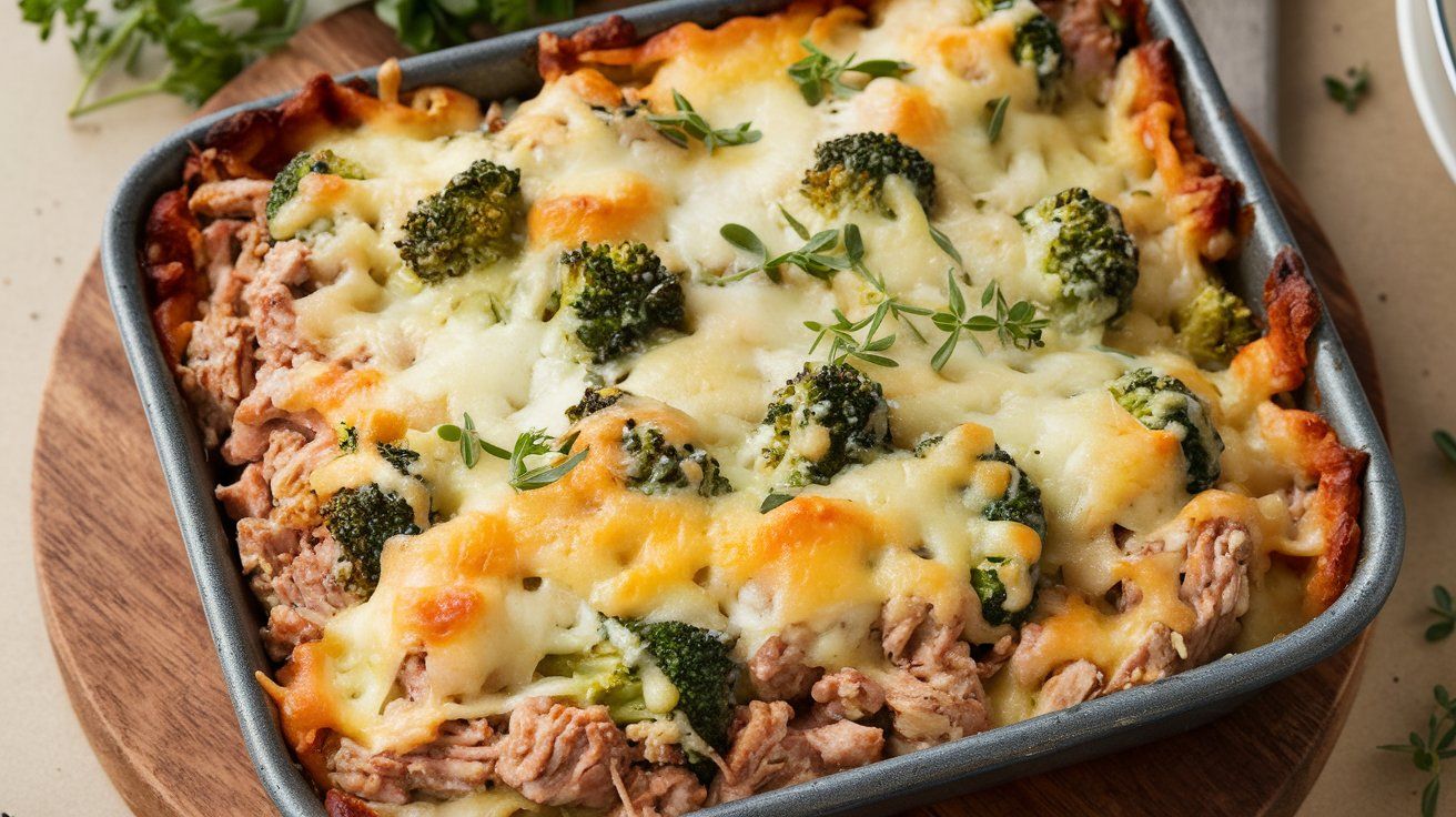 Cheesy Ground Chicken and Broccoli Casserole