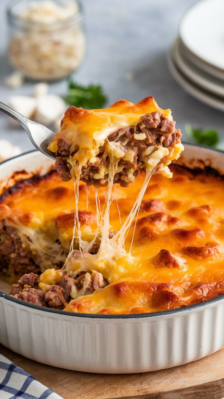 Low-Carb Cauliflower Rice & Ground Beef Casserole