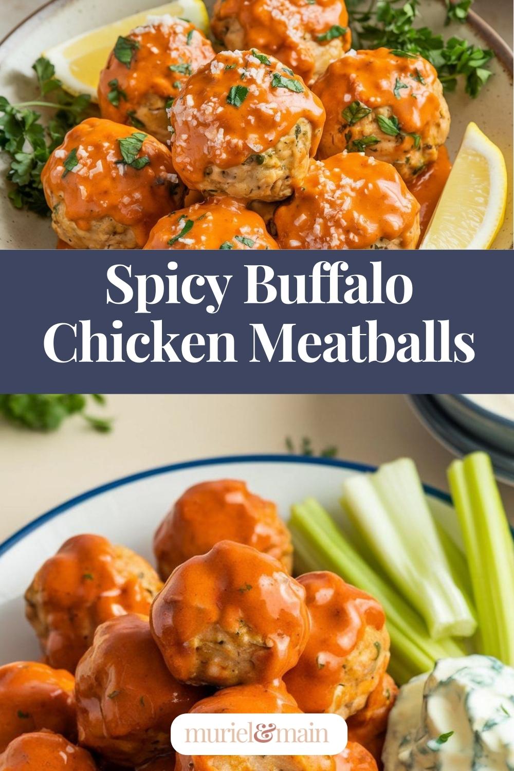 Spicy Buffalo Chicken Meatballs on a Fresh Salad