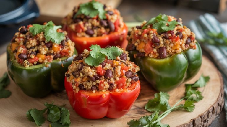 Vegan Slow Cooker Stuffed Bell Peppers