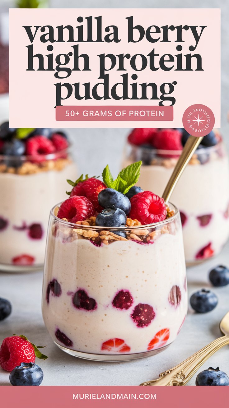 Vanilla Berry High Protein Pudding recipe_high protein desserts 50g